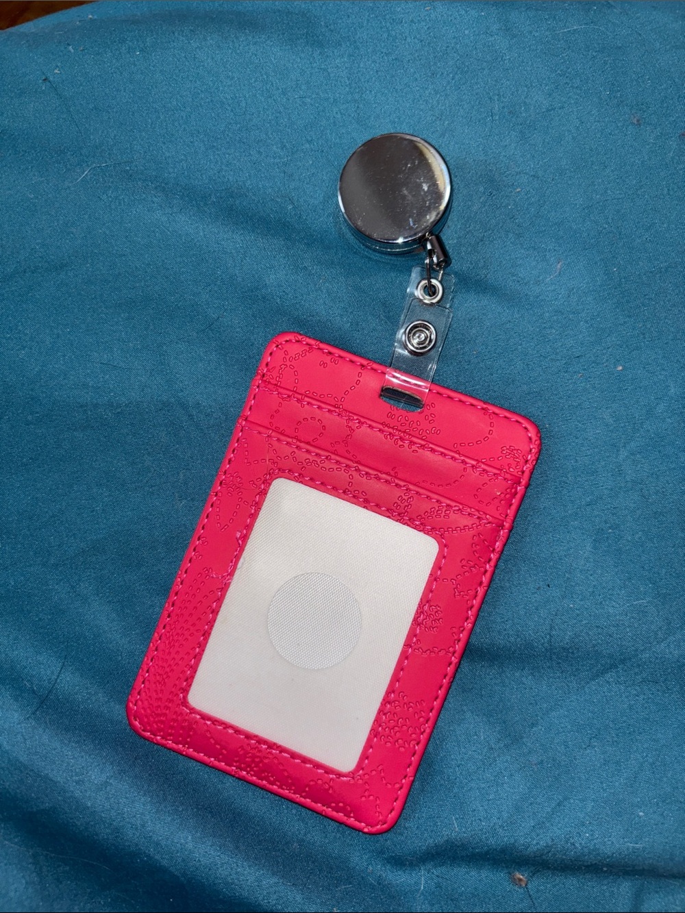 Pink Badge ID Card Holder with Retractable Reel